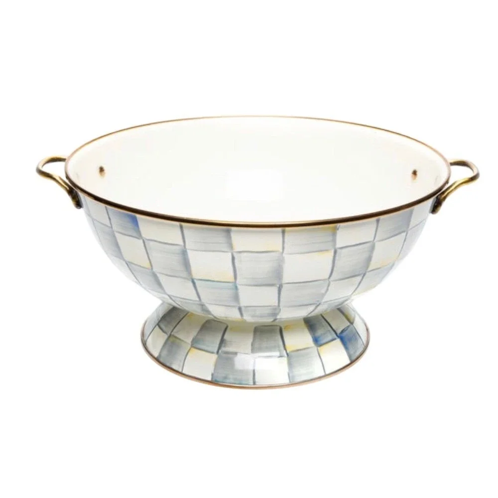 Mackenzie Child Everything Bowl Sterling Check Gray and White 26cup Bowl New